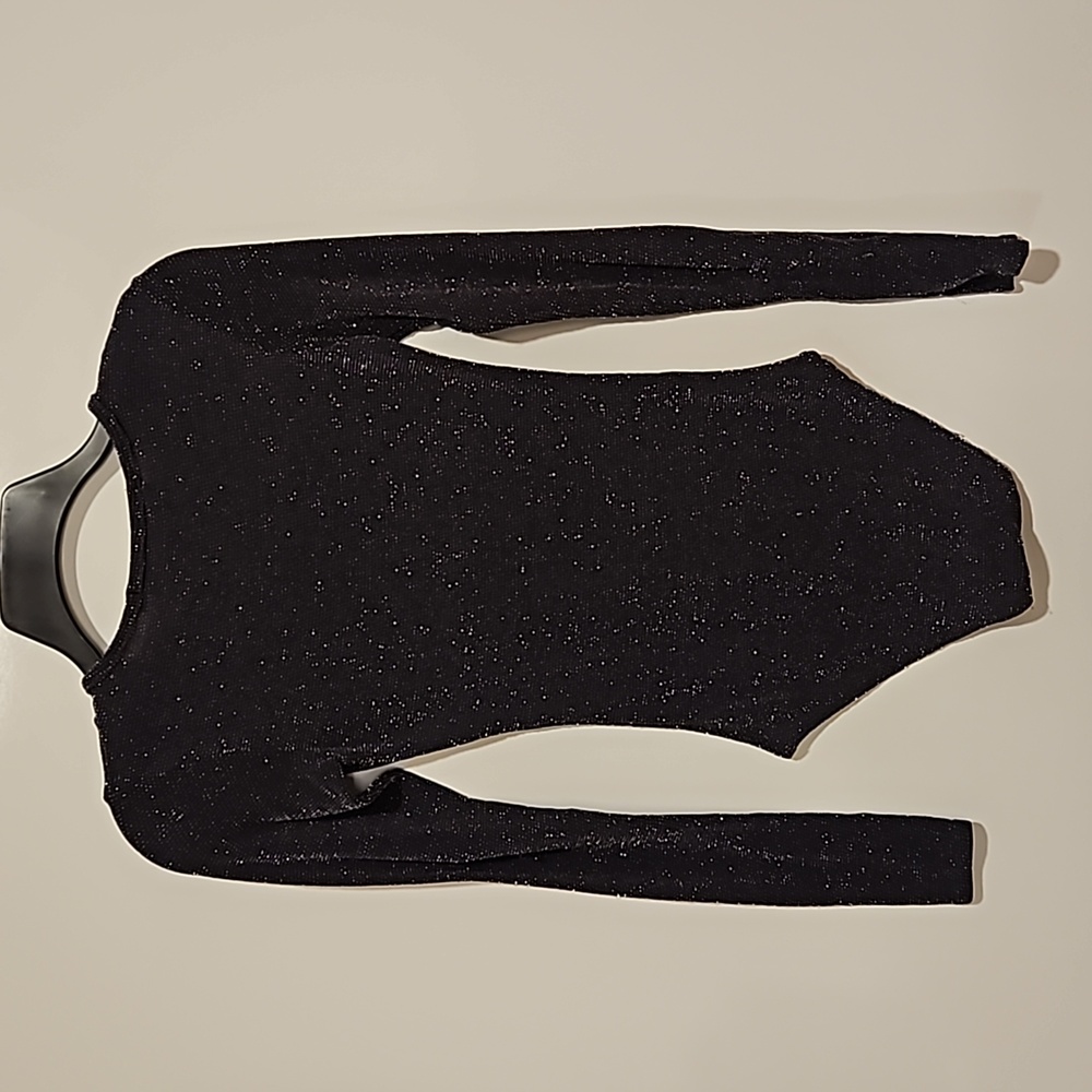 boohooNIGHT black gray silver threaded long sleeve bodysuit size 2 - Picture 8 of 9